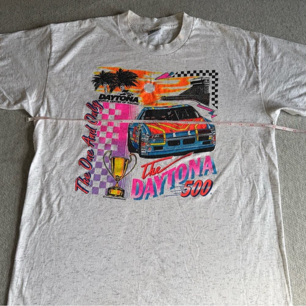 Vintage 1990’s NASCAR Racing Daytona
500 short sleeve tee shirt Light Gray XL - Picture 8 of 14